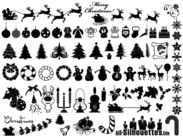 クリスマスに関連のあるベクトルシルエット素材166個入り All Free Clipart