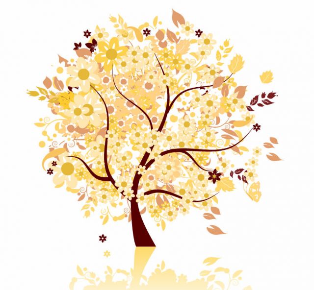 抽象的に描かれた秋の紅葉樹 無料ベクターイラスト素材 All Free