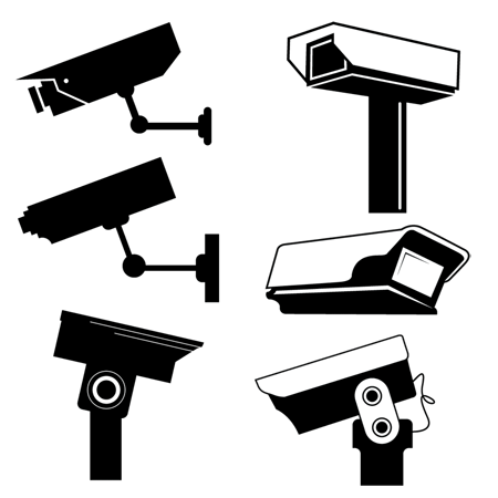 CCTV-Vectors-Preview-sm 監視カメラ（CCTV）の無料ベクターシルエット素材