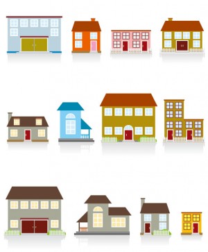 いろいろな家がマンガチックに描かれた無料ベクターイラスト素材01 － All Free Clipart