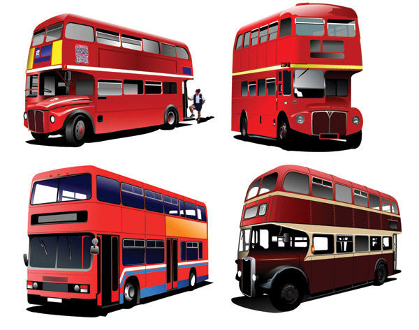 Double-decker-busbus-vector ロンドンバス（赤い2階建てのバス）の無料ベクタークリップアート素材