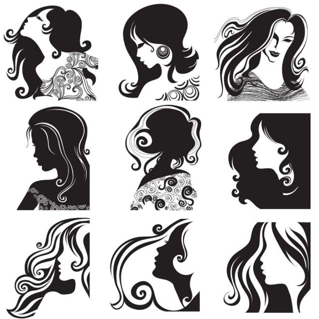 スタイリッシュな女性の顔 ヘアースタイルを描いた無料ベクターシルエット素材 All Free Clipart