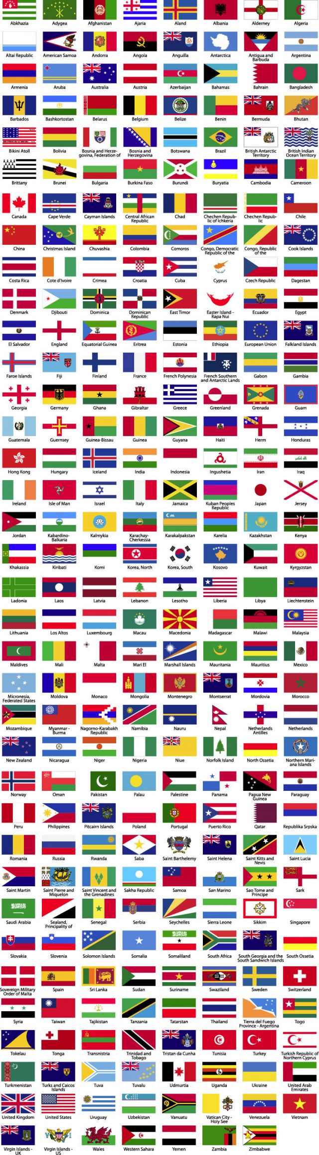 世界287ヵ国の国旗 無料ベクターイラスト素材 All Free Clipart