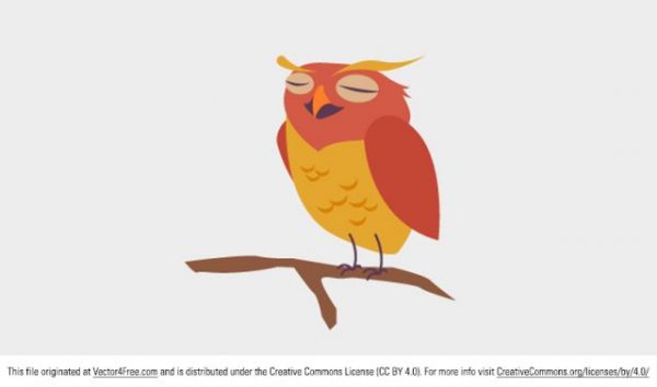 Free-Cute-Owl-Vector-600x354 かわいいフクロウのフラット・イラスト素材