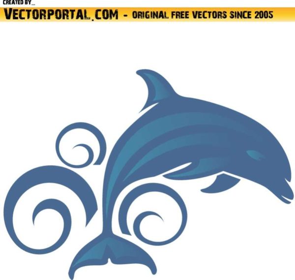 Free-Dolphin-Vector-Art-600x569 ちょっと抽象的なイルカと波しぶき。無料ベクタークリップアート素材