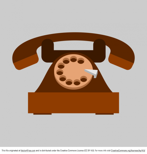 Free-Vector-Old-Telephone-Icon-600x629 レトロな電話の無料ベクターイラスト素材