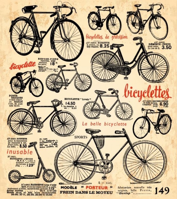 Free-Vector-Retro-bike-poster-600x674 フリーベクター！レトロな自転車のクリップアート集