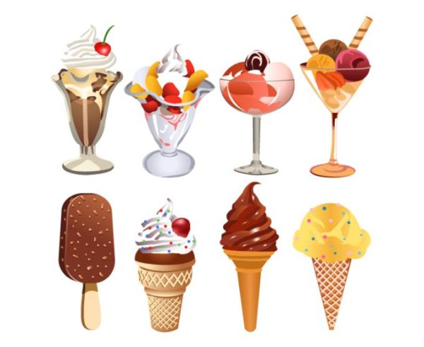 Ice-Cream-Vector-600x491 無料ベクタークリップアート素材。パフェやアイスクリームのイラスト8種類