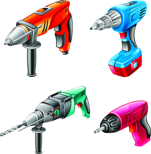 Repair-Tools-11 電動工具（ドライバー・ドリル・ハンマードリル）無料ベクタークリップアート素材