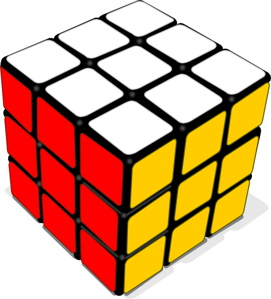 Rubik-Cube-Game-clip-art- 6面揃ったルービックキューブ。フリーベクタークリップアート素材