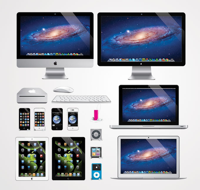 フリーベクターイラスト Apple製品のクリップアート素材 Imac Iphone Ipad Ipod Macbook ディスプレイ All Free Clipart