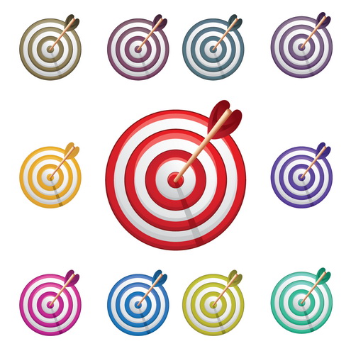 Vector-Arrow-Bullseye-Target-CS-by-DragonArt カラフルな矢と的の無料ベクターイラスト素材セット