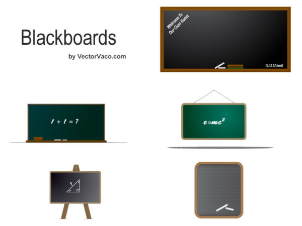 Vector-Blackboard-–-10136-600x450 学校関連クリップアート素材。木枠の黒板が5種類