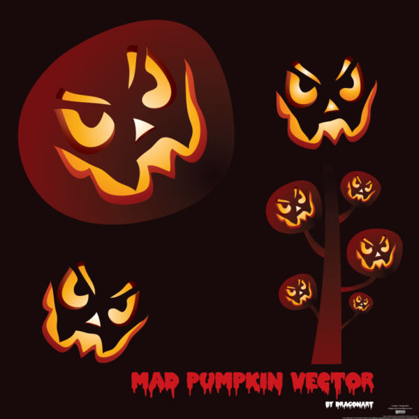 Vector-Mad-Pumpkin-Dark-by-DragonArt-600x600 ハロウィン素材。怖いカボチャのベクターイラスト素材。