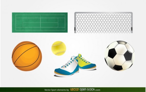 Vector-Sport-Elements-600x378 バスケ･サッカー･テニスなど人気スポーツ関連グッズのベクターイラスト素材