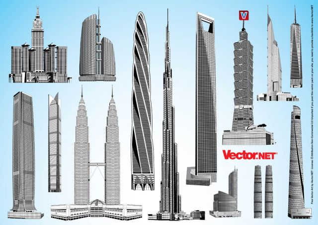 世界の超高層ビルの無料ベクターイラスト素材 All Free Clipart
