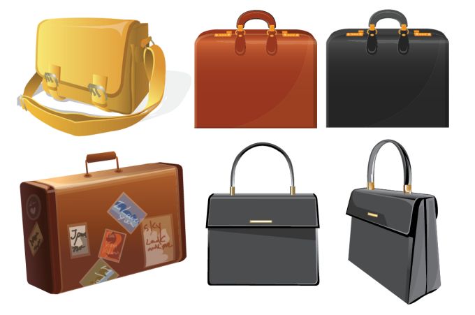フリークリップアート素材 トランクやビジネスバッグなど6種類のカバン素材 All Free Clipart