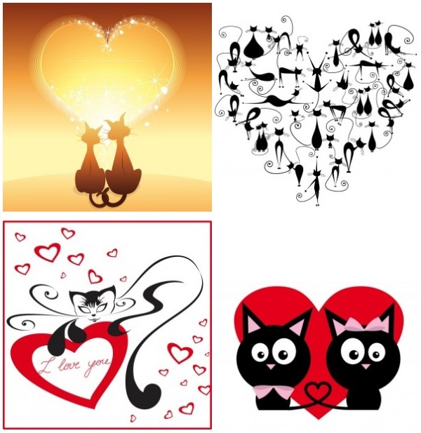 cat_love_vector-600x617 ラブリーな猫のカップルを描いたバレンタイン素材。無料ベクターイラスト素材