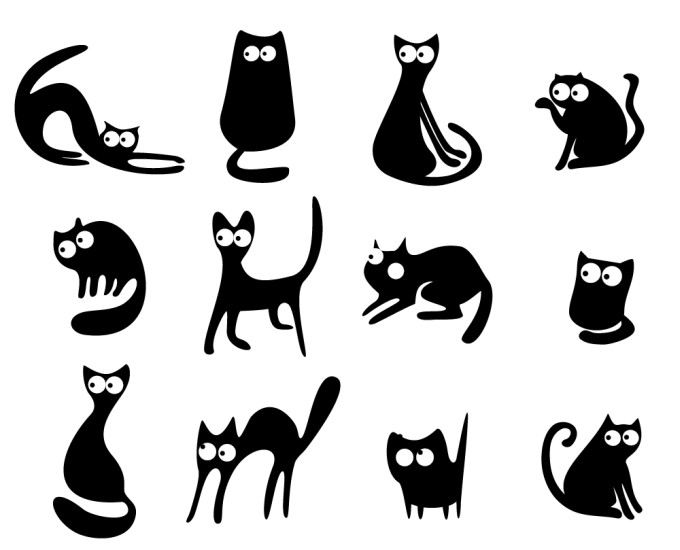 滑らかなラインが特長 キュートな黒猫の無料ベクターイラスト素材 All Free Clipart