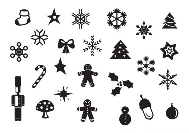 クリスマスの飾りをモチーフにした かわいいアイコン集 無料ベクターシルエット素材 All Free Clipart