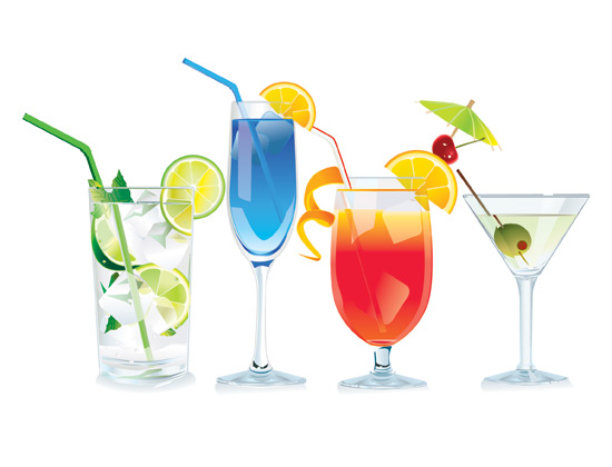 cocktails トロピカルなカクテルグラス4種類の無料ベクタークリップアート素材
