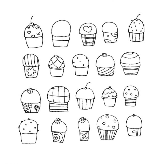 無料で手書きのかわいいカップケーキ 個のベクターイラスト素材 All Free Clipart