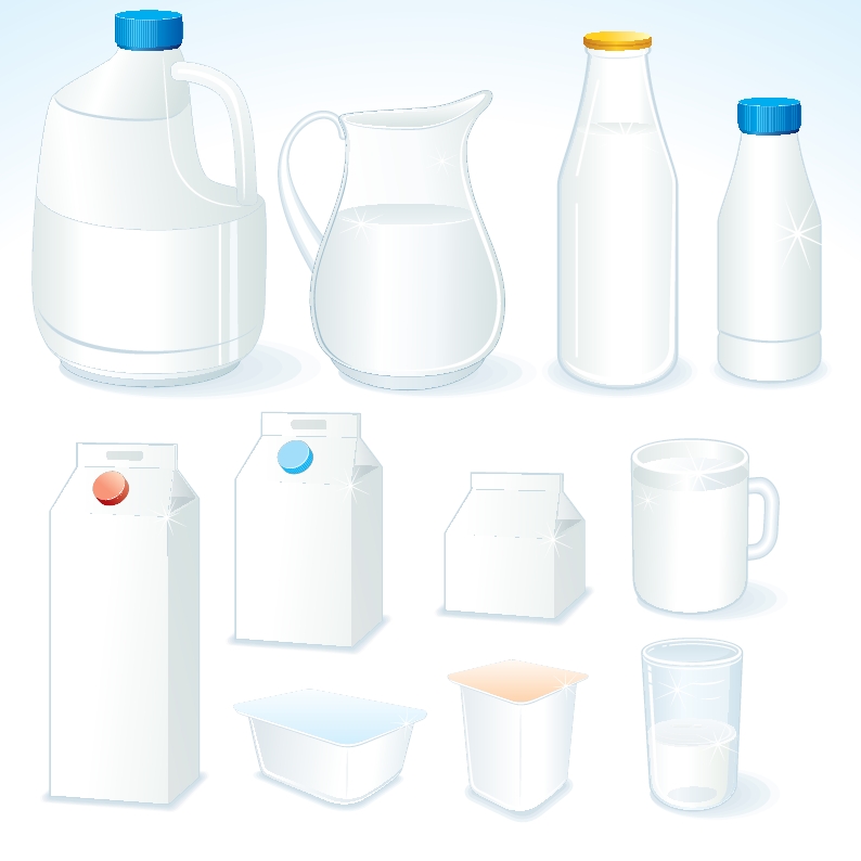 フリーベクタークリップアート 様々な牛乳 ミルク 容器のイラスト素材 All Free Clipart