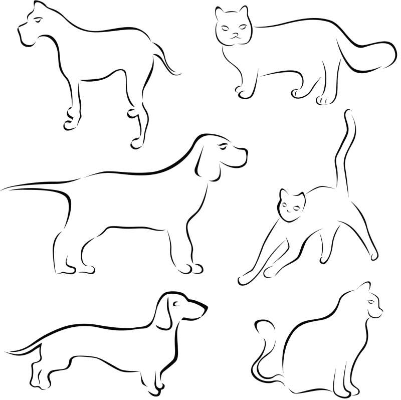 筆で描いたような犬と猫のベクタークリップアート イラスト素材 All Free Clipart