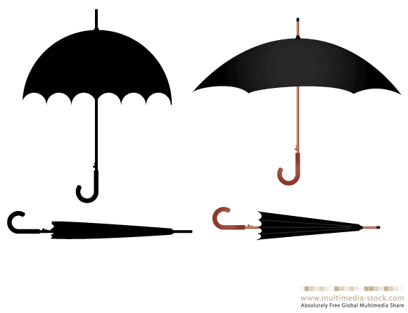 umbrella-vector-set 開いたこうもり傘、閉じたこうもり傘。無料のベクタークリップアート素材