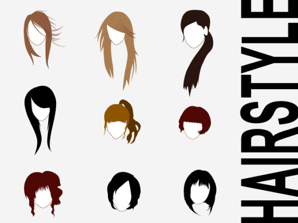 vector-hairstyle-11034-600x450 おしゃれで＆スタイリッシュ！9種類の女性用ヘアースタイル･無料ベクターデータ