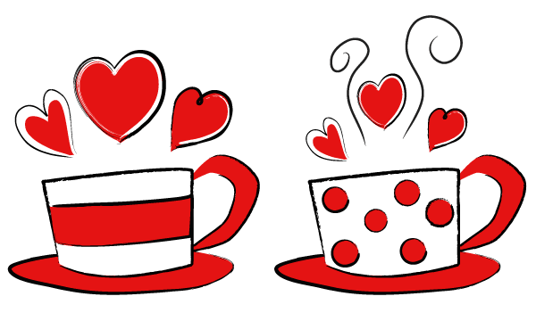vector-valentines-day-coffee-cups-600x360 ラブリーな2種類のコーヒーカップ。無料のベクターバレンタイン・イラスト素材